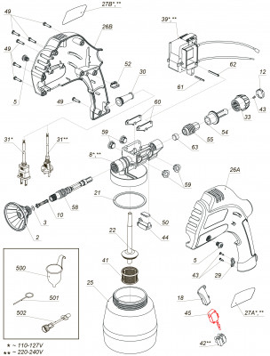 Кнопка для пульверизатора (фарбопульта) DWT ESP01-250 